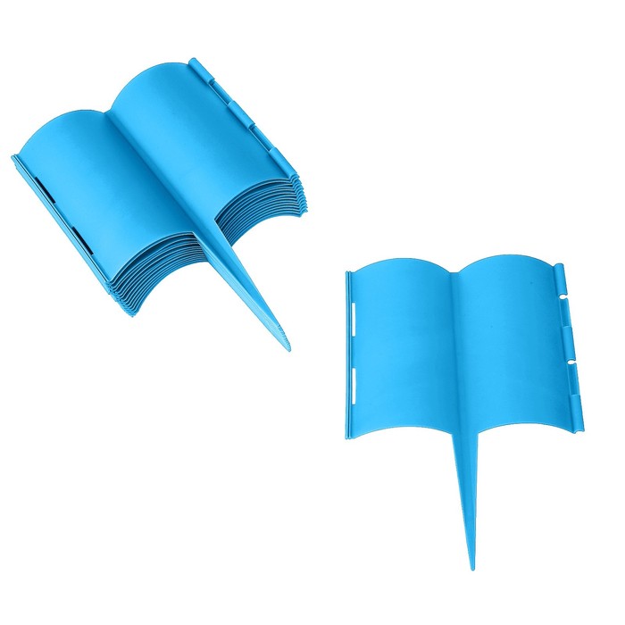 Ограждение декоративное, 30 х 300 см, 15 секций, пластик, голубое, «Каскад»