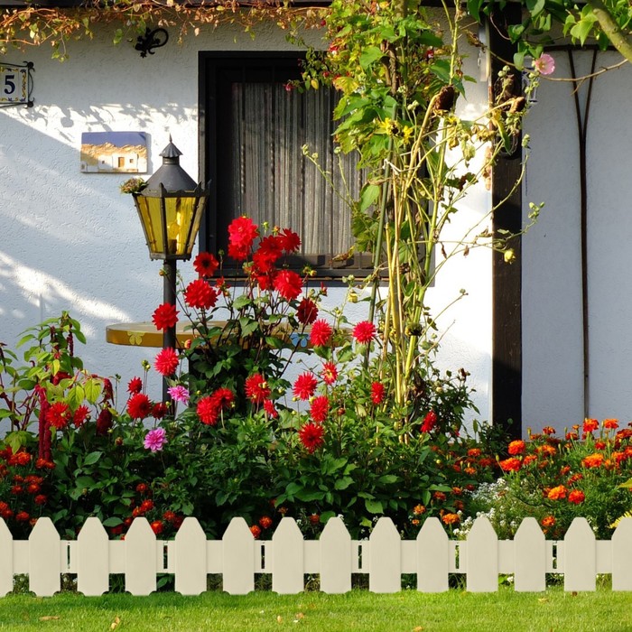 Ограждение декоративное, 29 х 270 см, 10 секций, пластик, белое, «Дощечки»