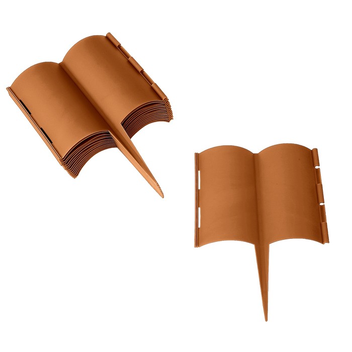 Ограждение декоративное, 30 х 300 см, 15 секций, пластик, коричневое, «Каскад»