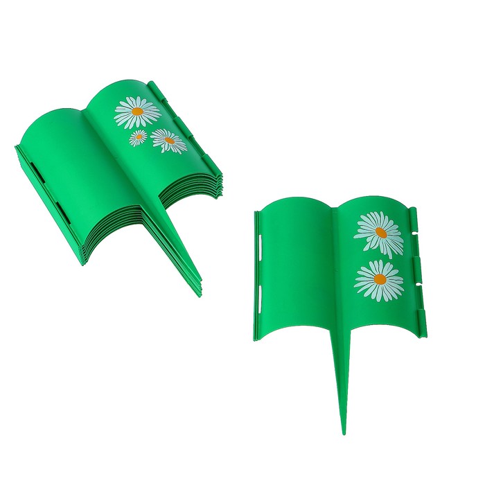 Ограждение декоративное, 30 х 200 см, 10 секций, пластик, «Ромашковое поле»