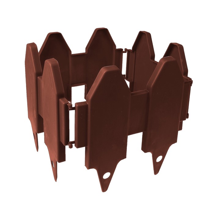 Ограждение декоративное, 29 х 270 см, 10 секций, пластик, тёмно-коричневое, «Дощечки»