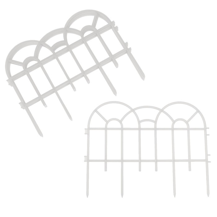 Ограждение декоративное, 34 х 300 см, 7 секций, пластик, белое, «Аркада»