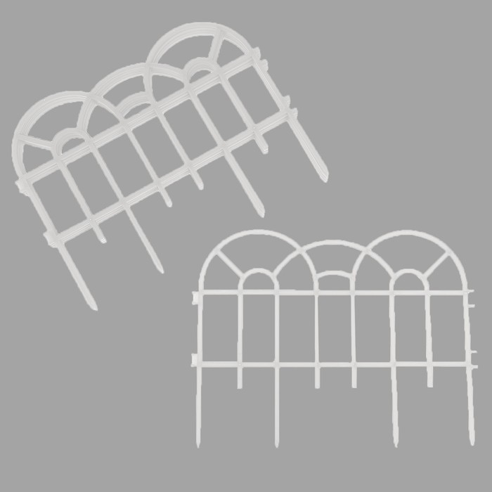 Ограждение декоративное, 34 х 300 см, 7 секций, пластик, белое, «Аркада»