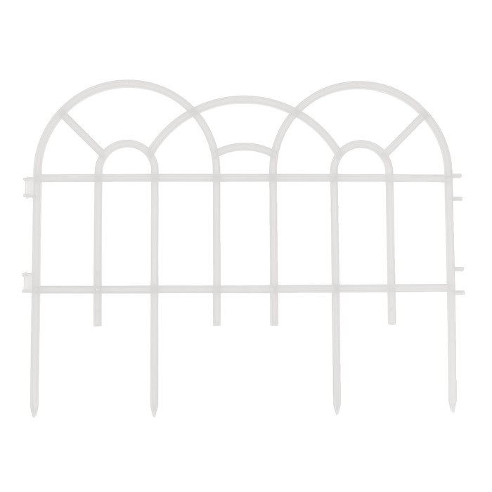 Ограждение декоративное, 34 х 300 см, 7 секций, пластик, белое, «Аркада»