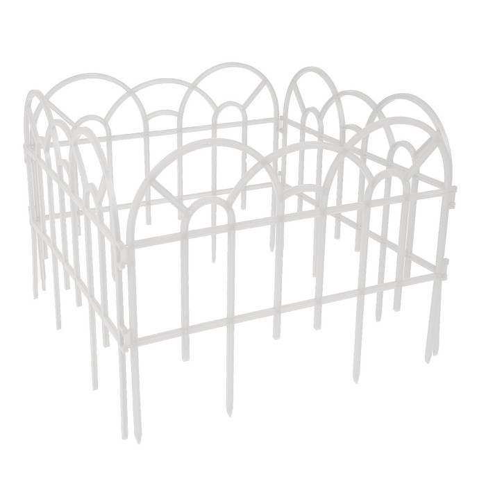 Ограждение декоративное, 34 х 300 см, 7 секций, пластик, белое, «Аркада»