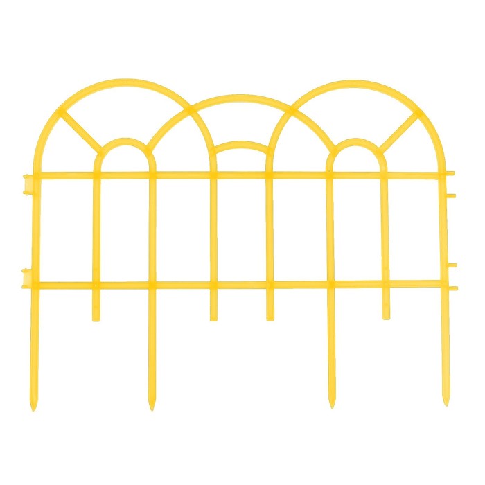 Ограждение декоративное, 34 х 300 см, 7 секций, пластик, жёлтое, «Аркада»