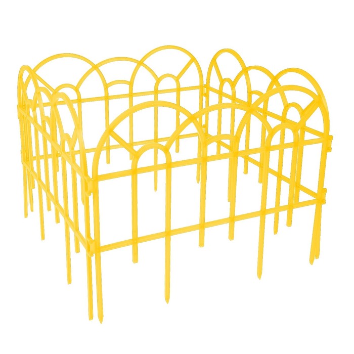 Ограждение декоративное, 34 х 300 см, 7 секций, пластик, жёлтое, «Аркада»