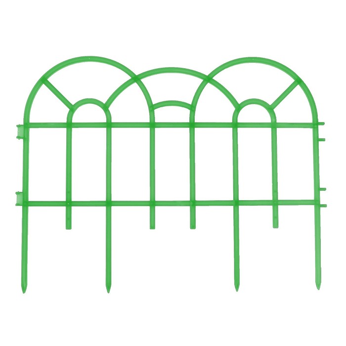 Ограждение декоративное, 34 х 300 см, 7 секций, пластик, зелёное, «Аркада»