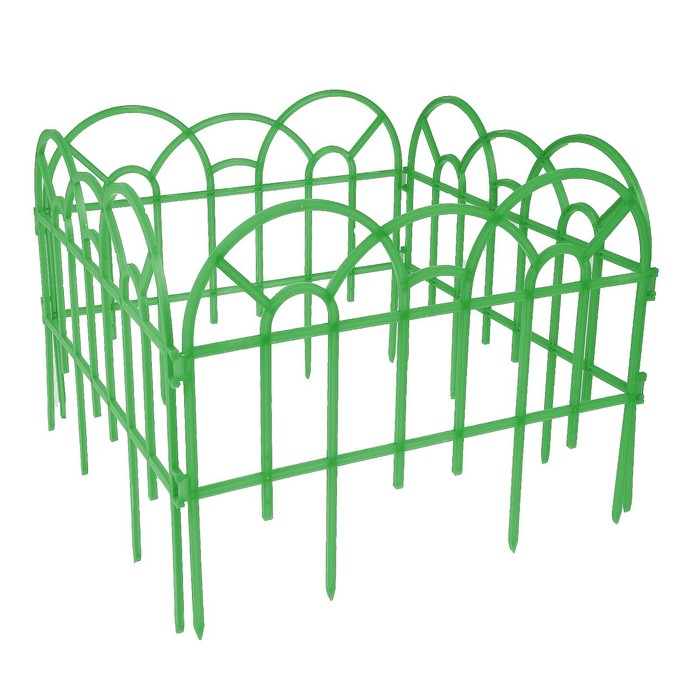 Ограждение декоративное, 34 х 300 см, 7 секций, пластик, зелёное, «Аркада»