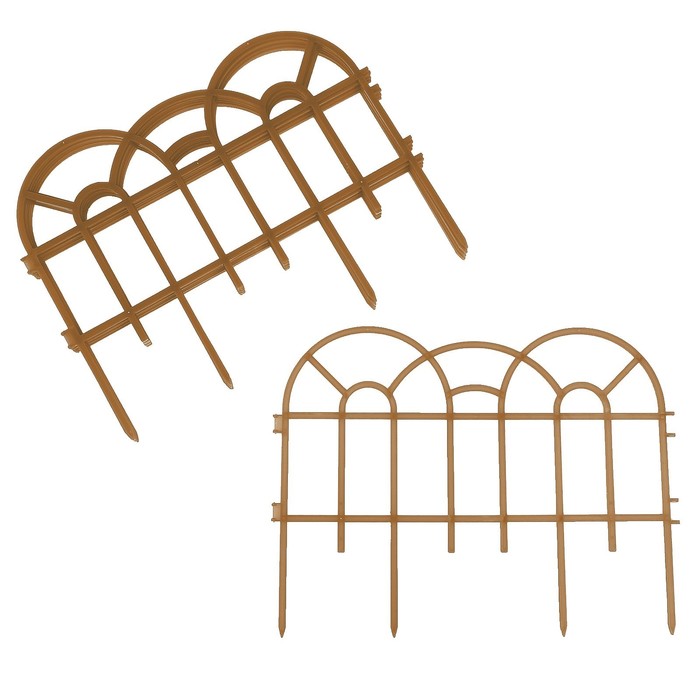 Ограждение декоративное, 34 х 300 см, 7 секций, пластик, золотистое, «Аркада»