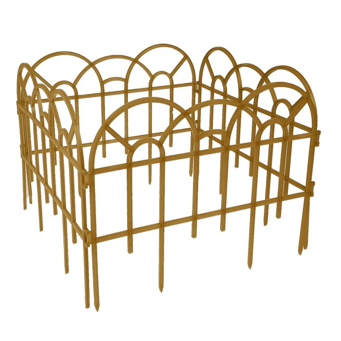 Ограждение декоративное, 34 х 300 см, 7 секций, пластик, золотистое, «Аркада»