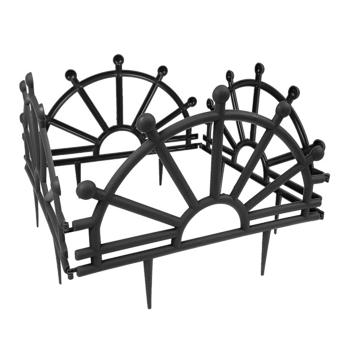 Ограждение декоративное, 32 х 280 см, 7 секций, пластик, чёрное, «Штурвал»