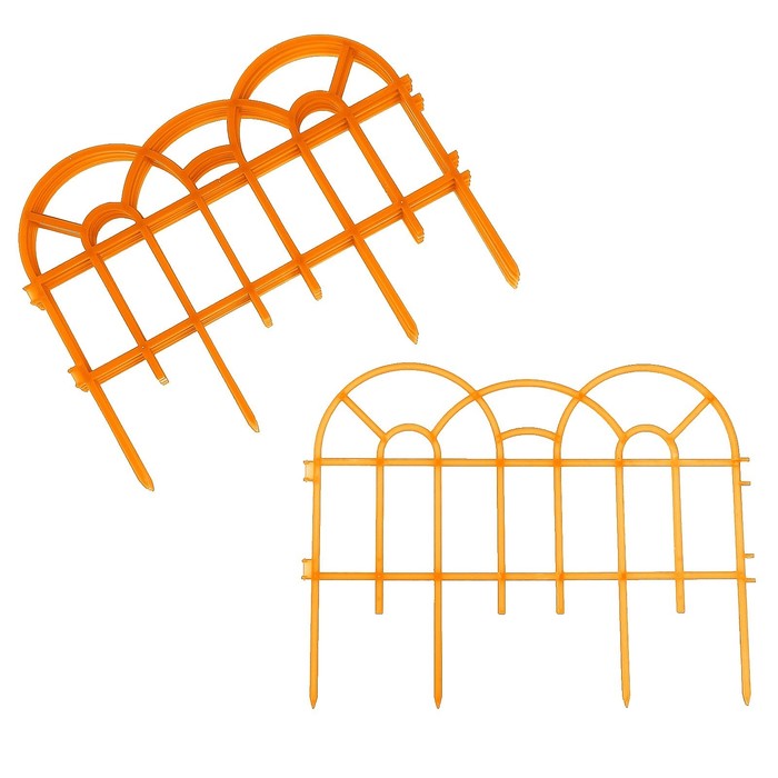 Ограждение декоративное, 34 х 300 см, 7 секций, пластик, оранжевое, «Аркада»