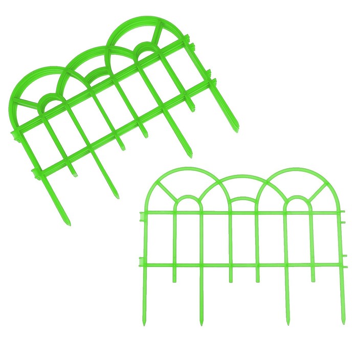 Ограждение декоративное, 34 х 300 см, 7 секций, пластик, салатовое, «Аркада»