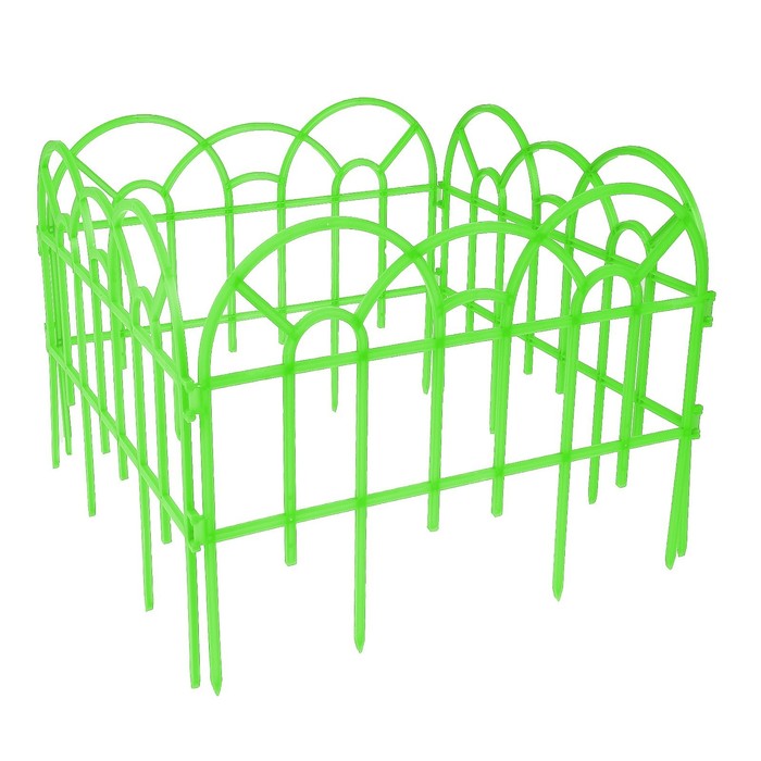 Ограждение декоративное, 34 х 300 см, 7 секций, пластик, салатовое, «Аркада»