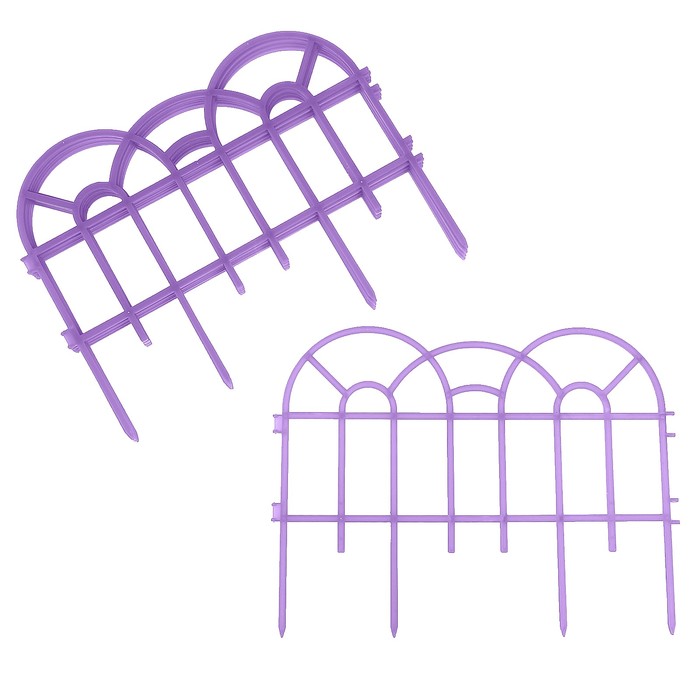 Ограждение декоративное, 34 х 300 см, 7 секций, пластик, сиреневое, «Аркада»