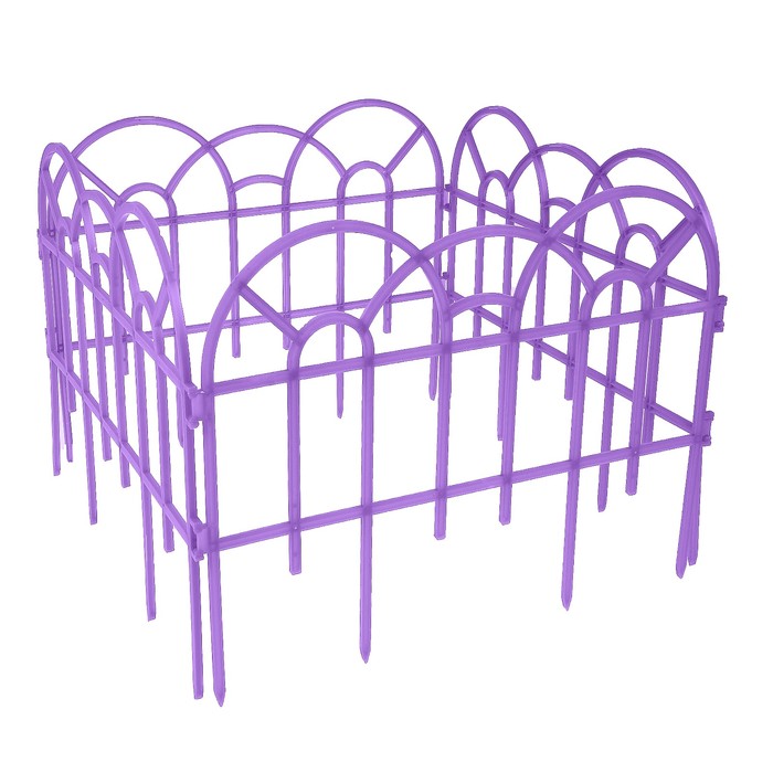 Ограждение декоративное, 34 х 300 см, 7 секций, пластик, сиреневое, «Аркада»