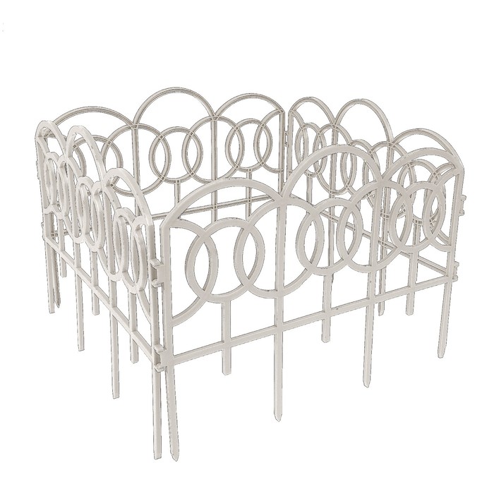 Ограждение декоративное, 34 х 300 см, 7 секций, пластик, белое, «Барокко»