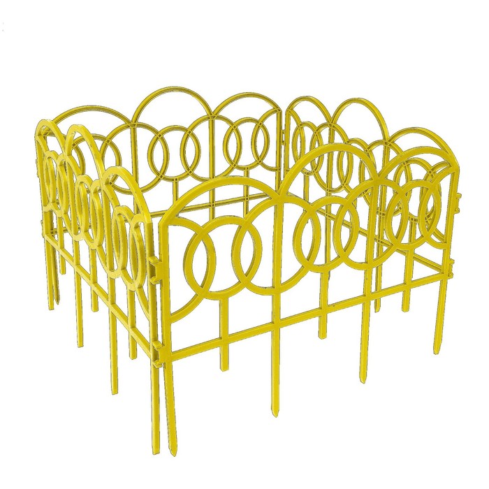 Ограждение декоративное, 34 х 300 см, 7 секций, пластик, жёлтое, «Барокко»