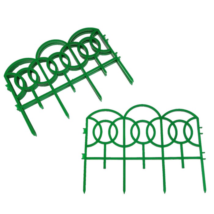 Ограждение декоративное, 34 х 300 см, 7 секций, пластик, зелёное, «Барокко»