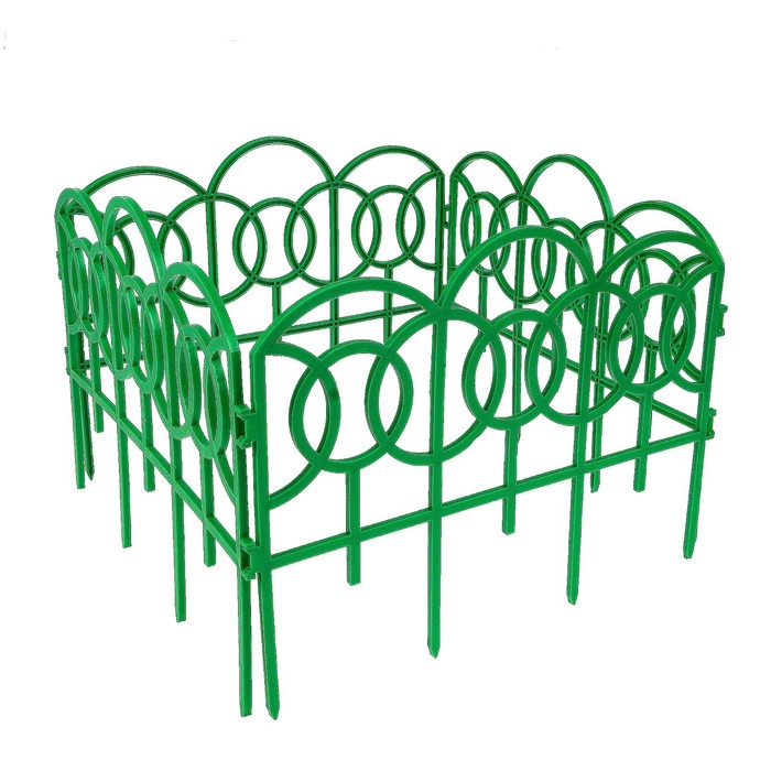 Ограждение декоративное, 34 х 300 см, 7 секций, пластик, зелёное, «Барокко»