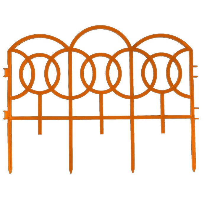 Ограждение декоративное, 34 х 300 см, 7 секций, пластик, оранжевое, «Барокко»