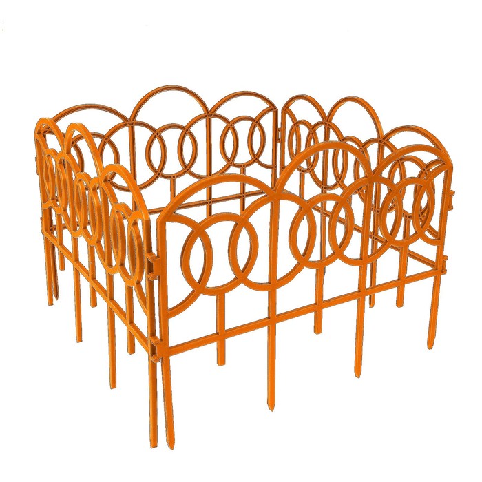 Ограждение декоративное, 34 х 300 см, 7 секций, пластик, оранжевое, «Барокко»