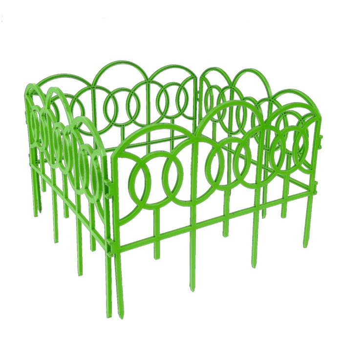 Ограждение декоративное, 34 х 300 см, 7 секций, пластик, салатовое, «Барокко»