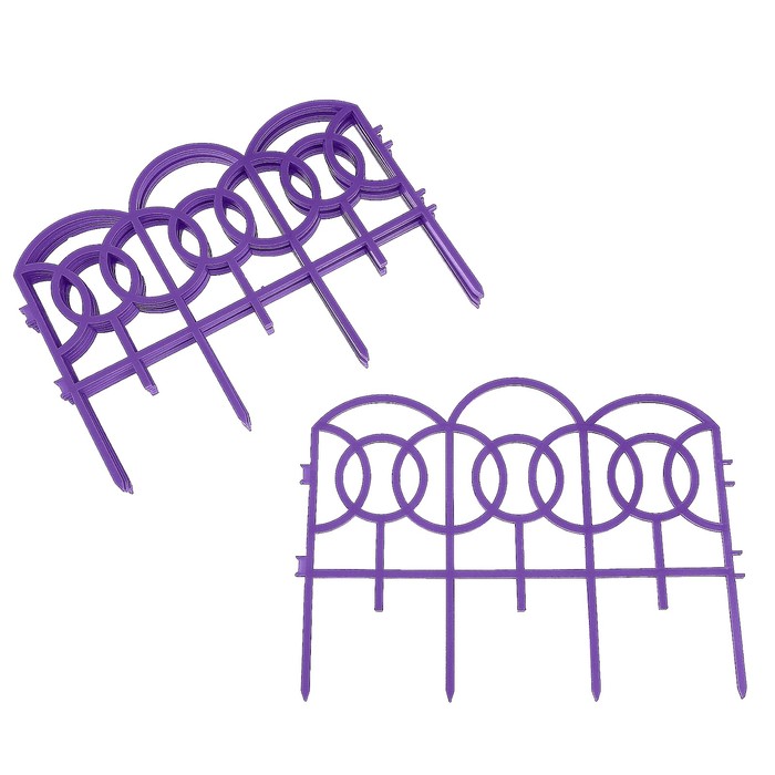Ограждение декоративное, 34 х 300 см, 7 секций, пластик, сиреневое, «Барокко»