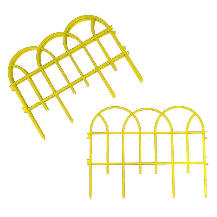 Ограждение декоративное, 34 х 300 см, 7 секций, пластик, жёлтое, «Готика»