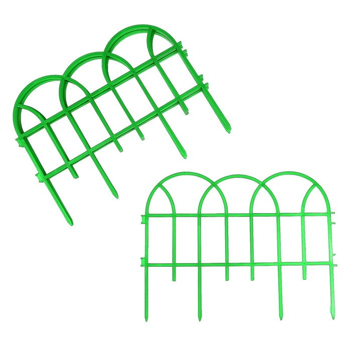 Ограждение декоративное, 34 х 300 см, 7 секций, пластик, зелёное, «Готика»