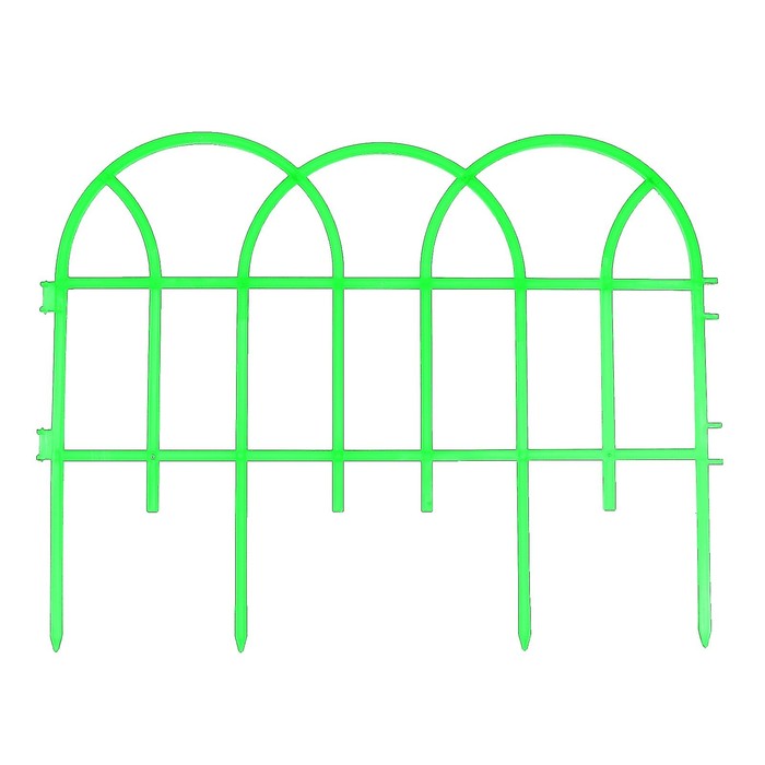 Ограждение декоративное, 34 х 300 см, 7 секций, пластик, зелёное, «Готика»