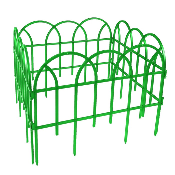 Ограждение декоративное, 34 х 300 см, 7 секций, пластик, зелёное, «Готика»