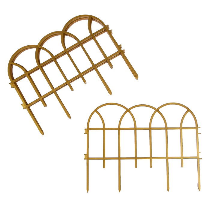 Ограждение декоративное, 34 х 300 см, 7 секций, пластик, золотистое, «Готика»