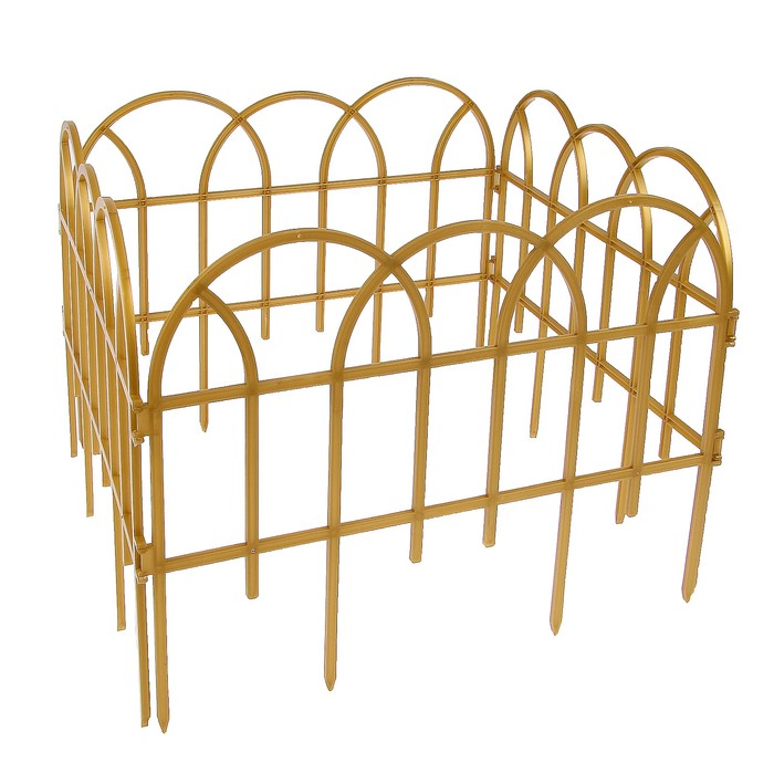 Ограждение декоративное, 34 х 300 см, 7 секций, пластик, золотистое, «Готика»