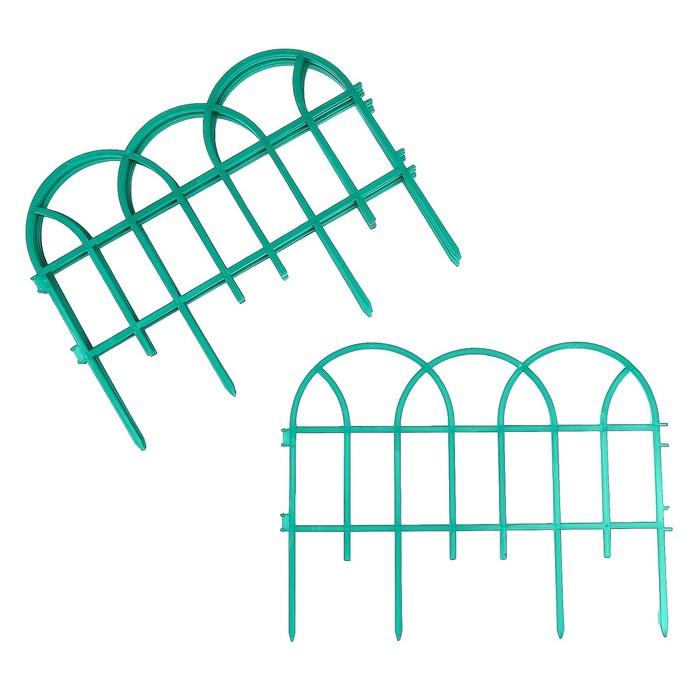 Ограждение декоративное, 34 х 300 см, 7 секций, пластик, изумрудное, «Готика»