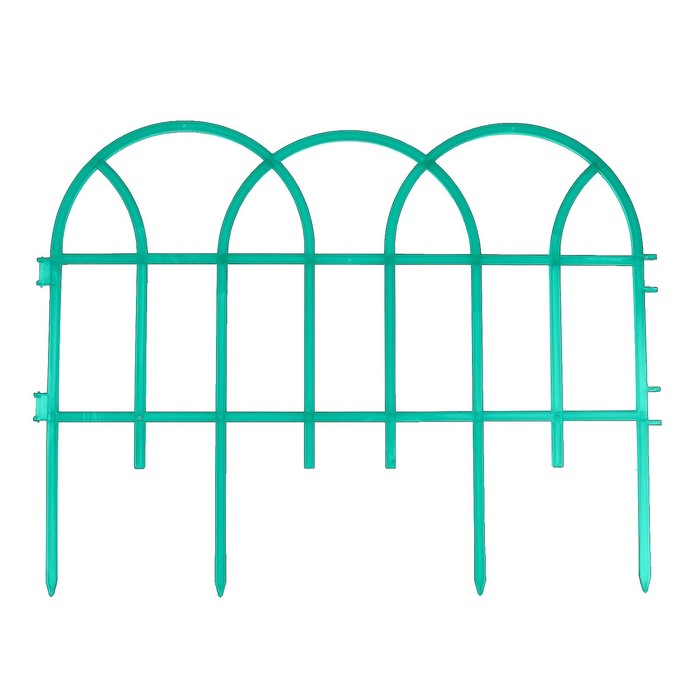 Ограждение декоративное, 34 х 300 см, 7 секций, пластик, изумрудное, «Готика»