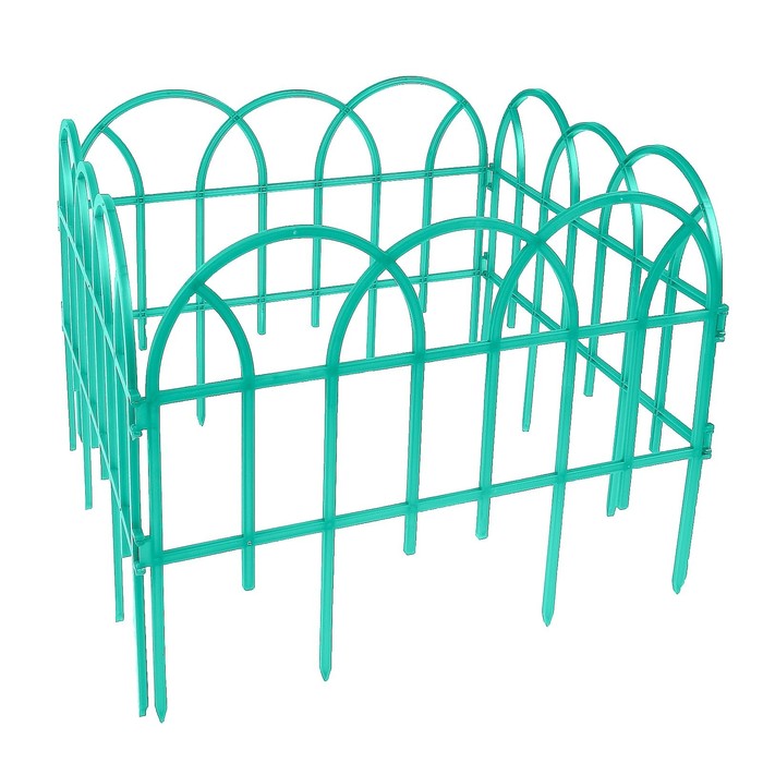 Ограждение декоративное, 34 х 300 см, 7 секций, пластик, изумрудное, «Готика»