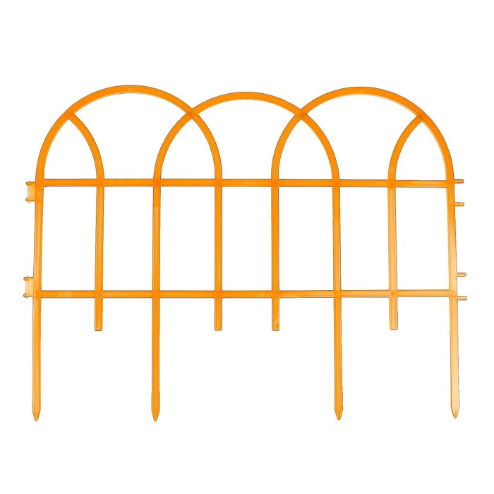 Ограждение декоративное, 34 х 300 см, 7 секций, пластик, оранжевое, «Готика»