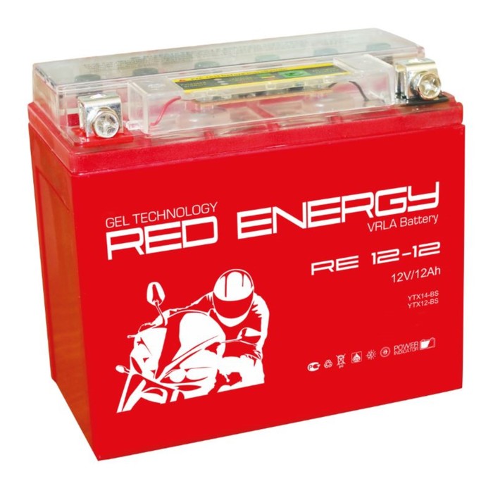 

Аккумуляторная батарея Red Energy RE 12-12 (YTX14-BS, YTX12-BS) 12 В, 12 Ач прямая (+ -)