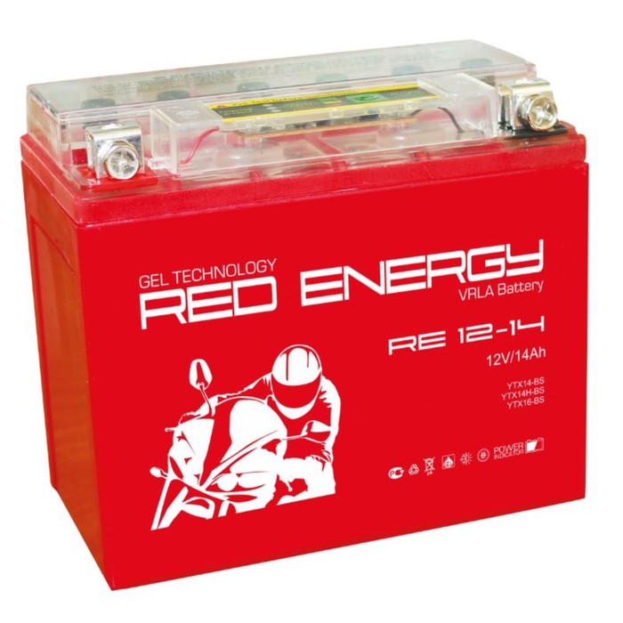 

Аккумуляторная батарея Red Energy RE 12-14 (YTX14-BS, YTX16-BS, YB16B-A) 12 В, 14 Ач, прямая (+ -)