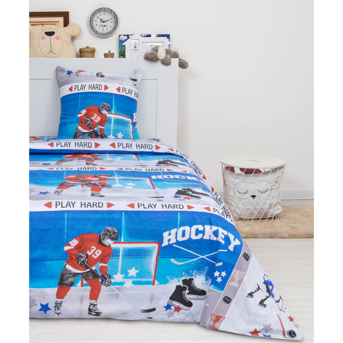 КПБ 1,5 сп рис Хоккей 147х215см, 1846 150х215см, 70х70см 1шт поплин,115 г/м