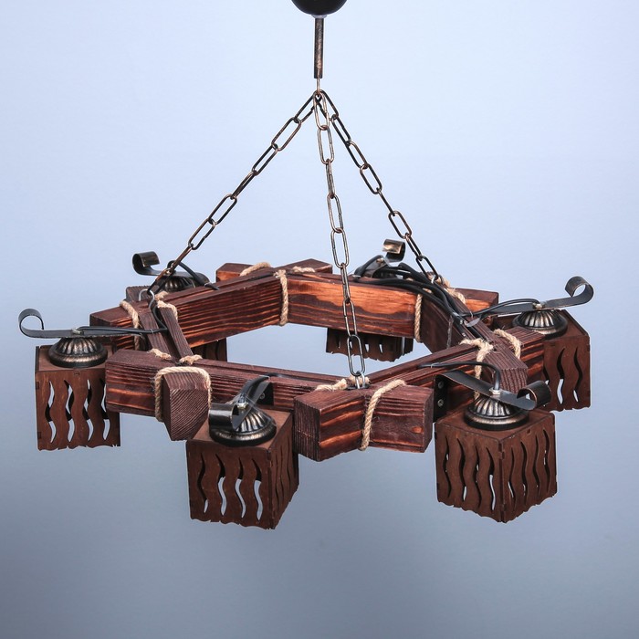Люстра деревянная "Ветер", 6 плафонов