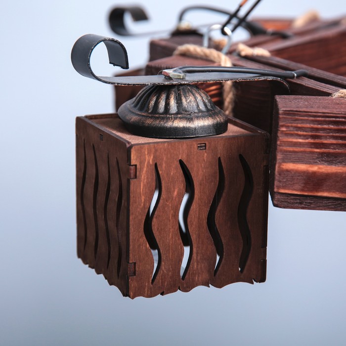 Люстра деревянная "Ветер", 6 плафонов