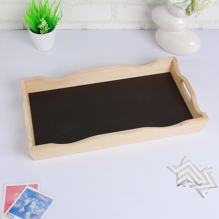 Поднос фигурный для завтрака со вставкой, цвет венге, 49х6х28,5см