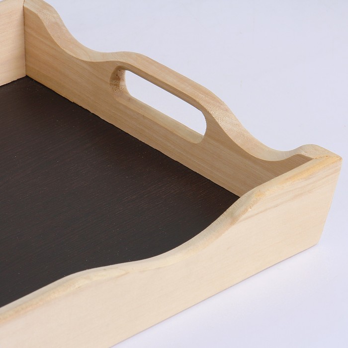 Поднос фигурный для завтрака со вставкой, цвет венге, 49х6х28,5см