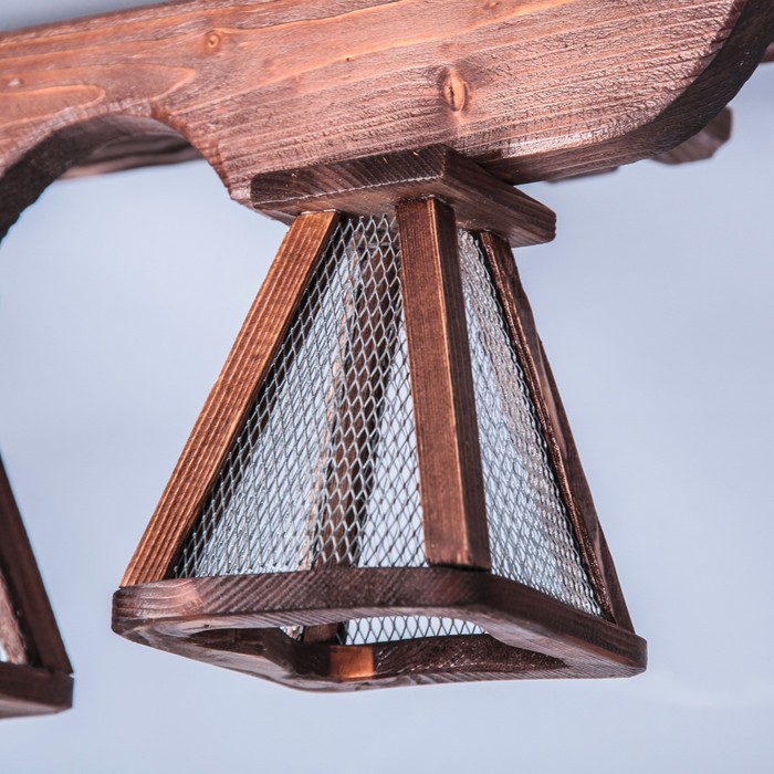 Люстра деревянная "Бусидо", 3 плафона