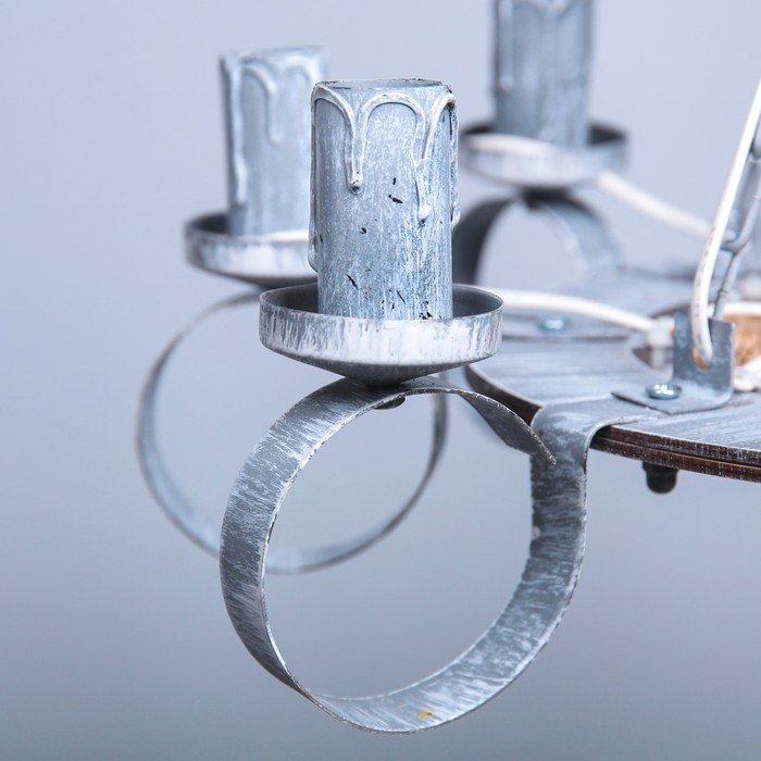 Люстра деревянная "Регата", 8 ламп, серая патина