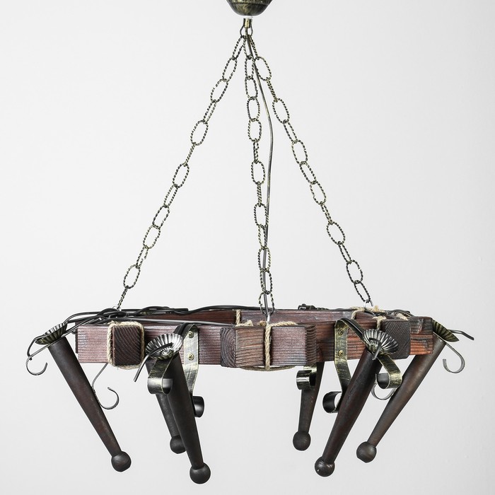 Люстра деревянная "Зевс", 6 ламп