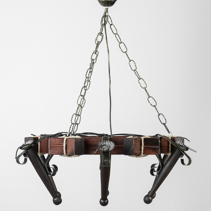 Люстра деревянная "Зевс", 6 ламп